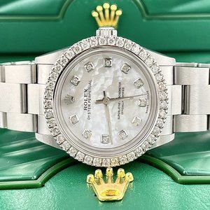 Rolex 31mm Oyster Perpetual Diamond Dial Watch! Iced out!